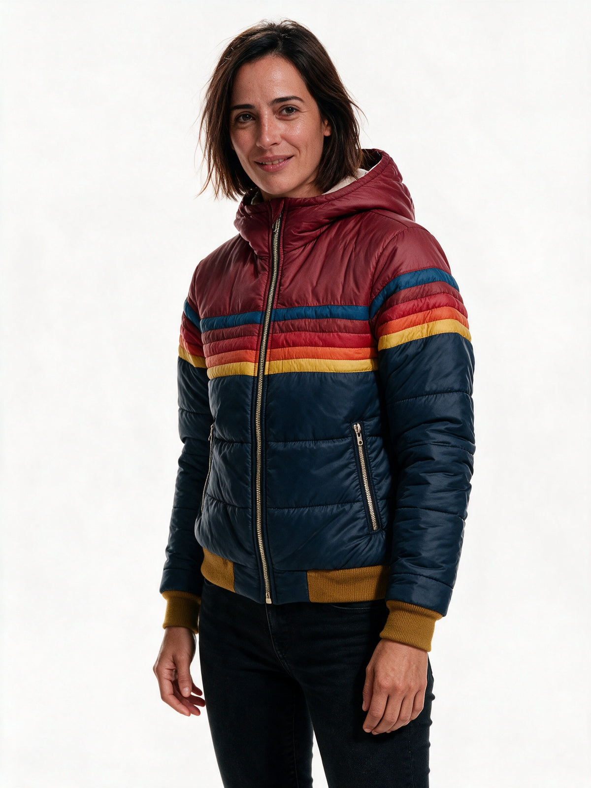 Amara - Stylish Retro Striped Puffer Jacket for Winter - view 3