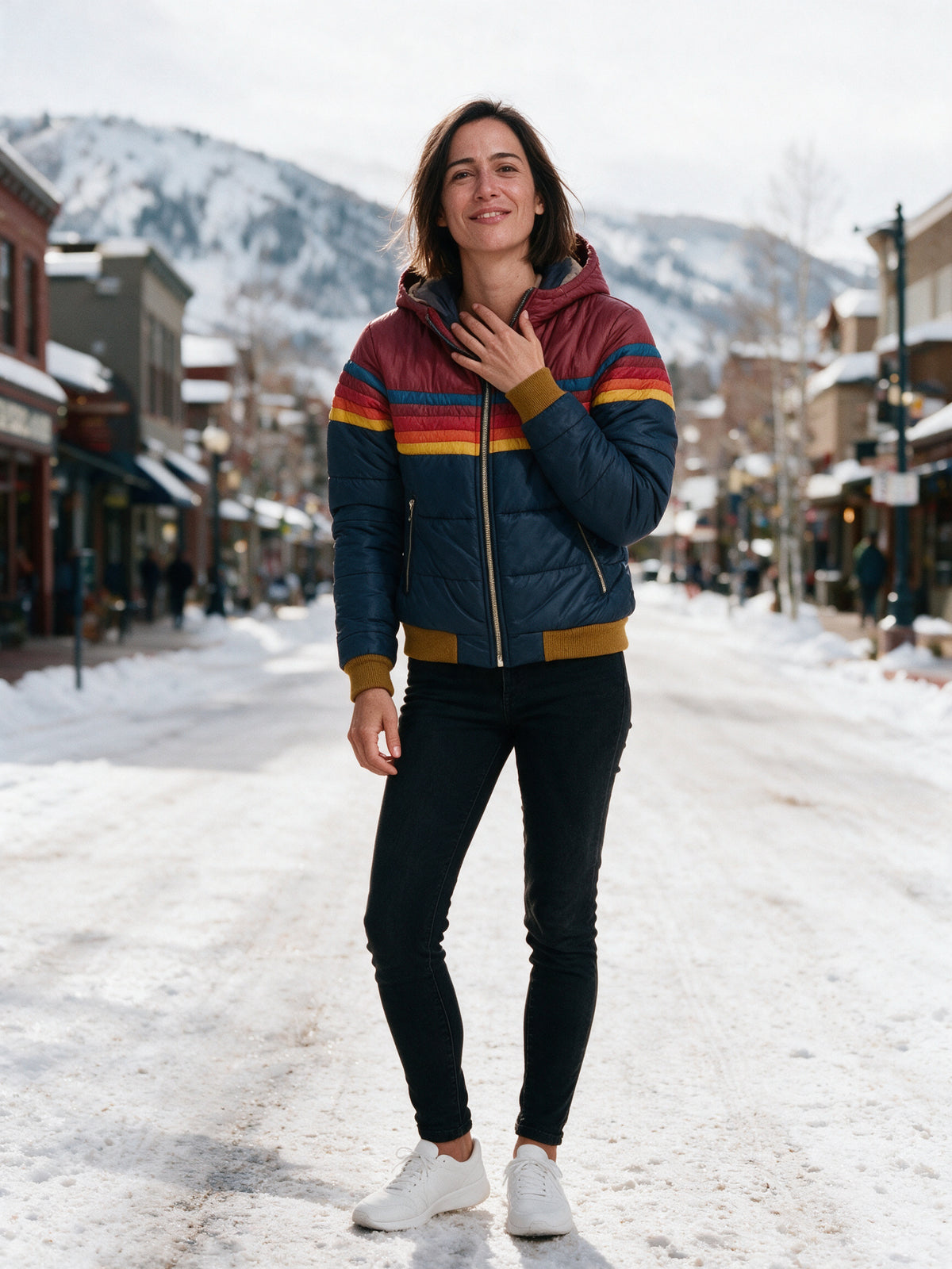 Amara - Stylish Retro Striped Puffer Jacket for Winter - view 4