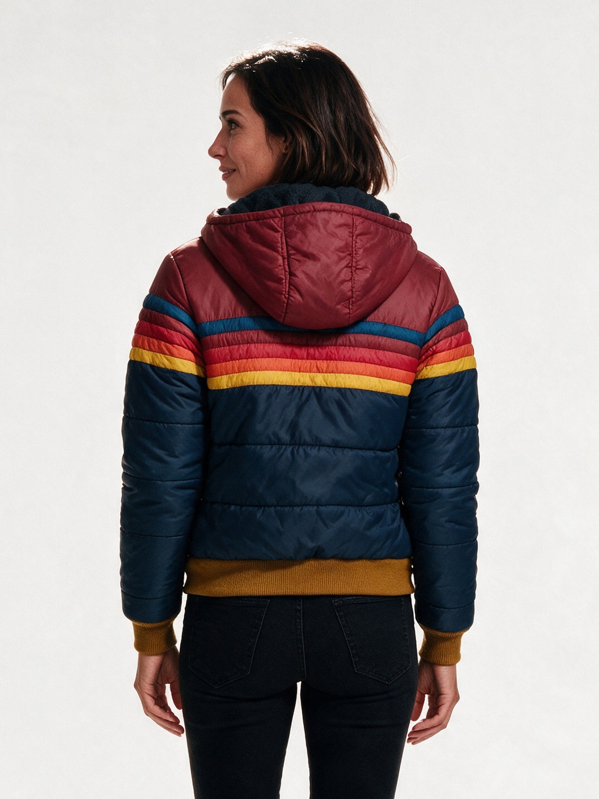 Amara - Stylish Retro Striped Puffer Jacket for Winter - view 5
