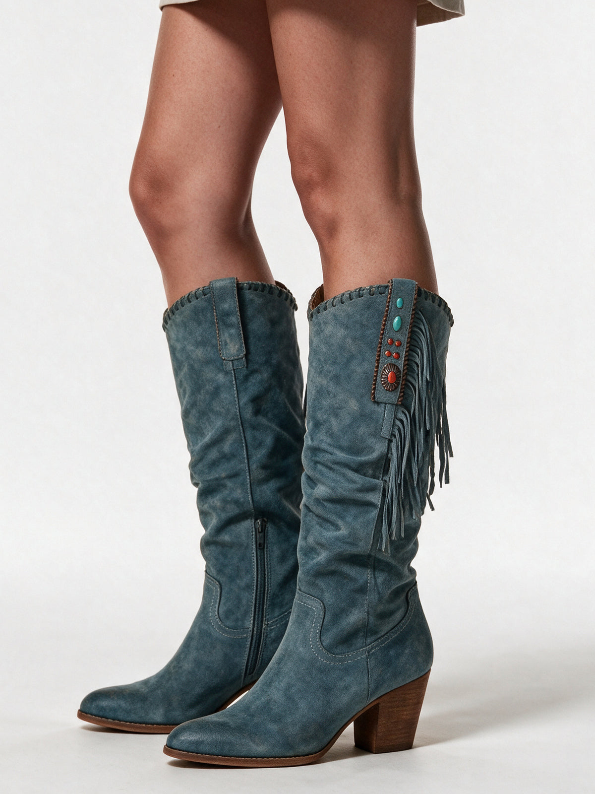 Amara - Stylish Women's Knee High Boots with Fringe Detail - view 2