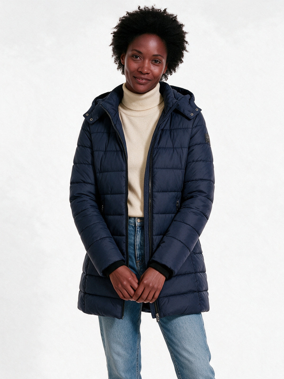 Amelia - Cozy Quilted Winter Jacket for Women - Dark Blue