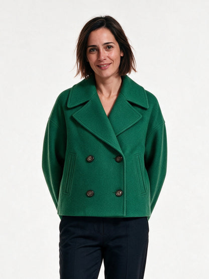 Amelia - Double-Breasted Soft-Blend Coat - Green