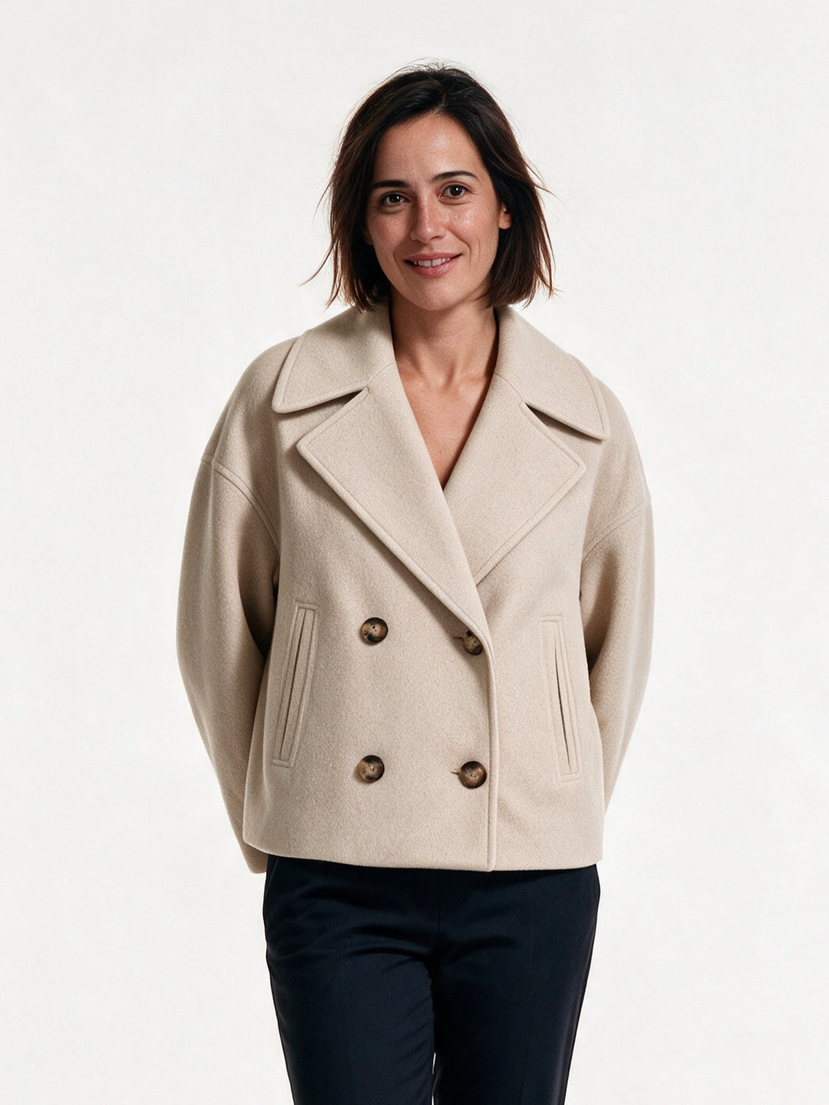 Amelia - Double-Breasted Soft-Blend Coat - view 1