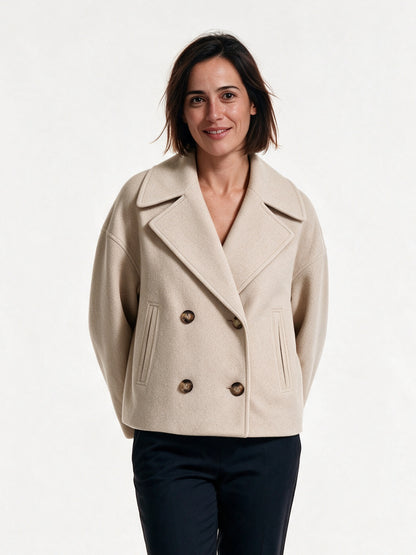 Amelia - Double-Breasted Soft-Blend Coat - view 1