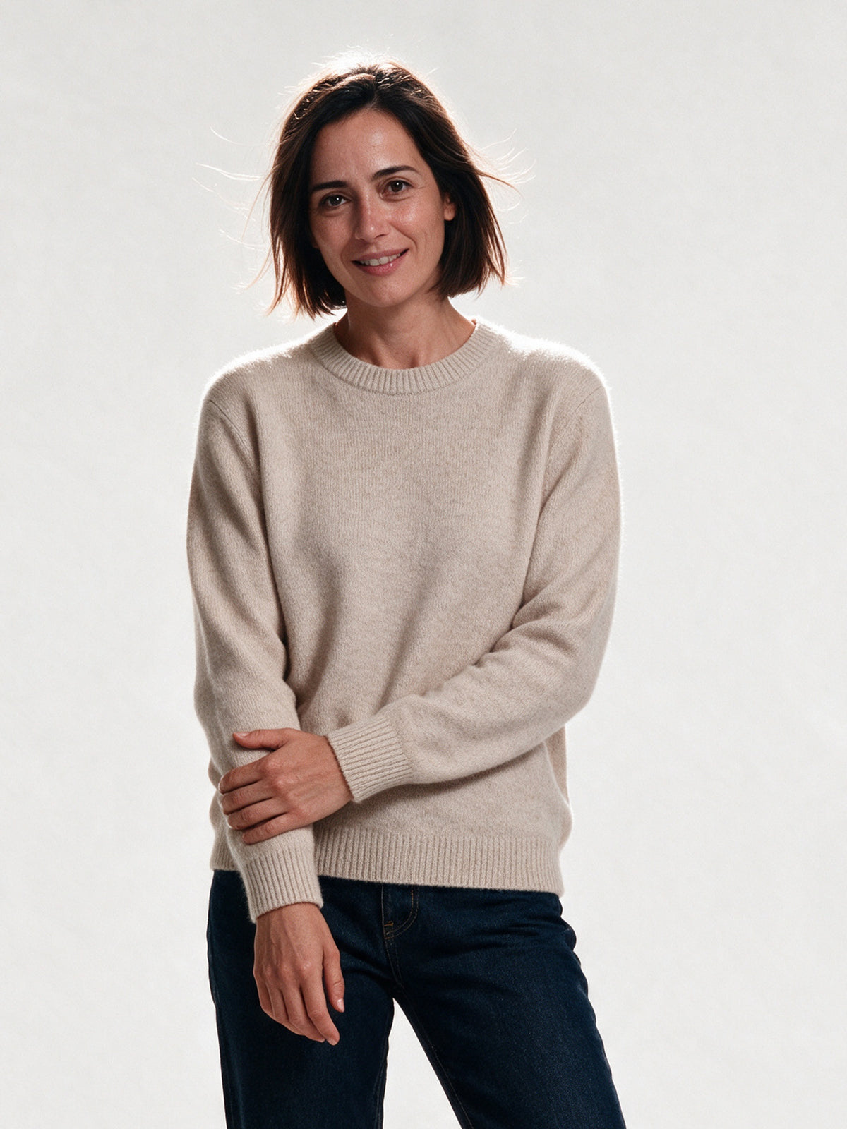 Amelia - Elegant Cashmere Sweater - Beige