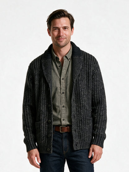 Amelia - Elegant Wool Blend Knitted Cardigan Sweater - Black