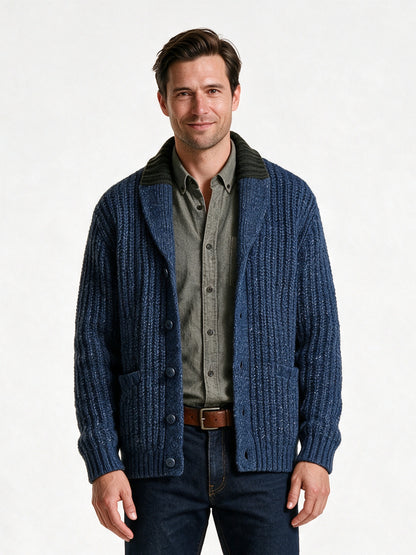 Amelia - Elegant Wool Blend Knitted Cardigan Sweater - Blue