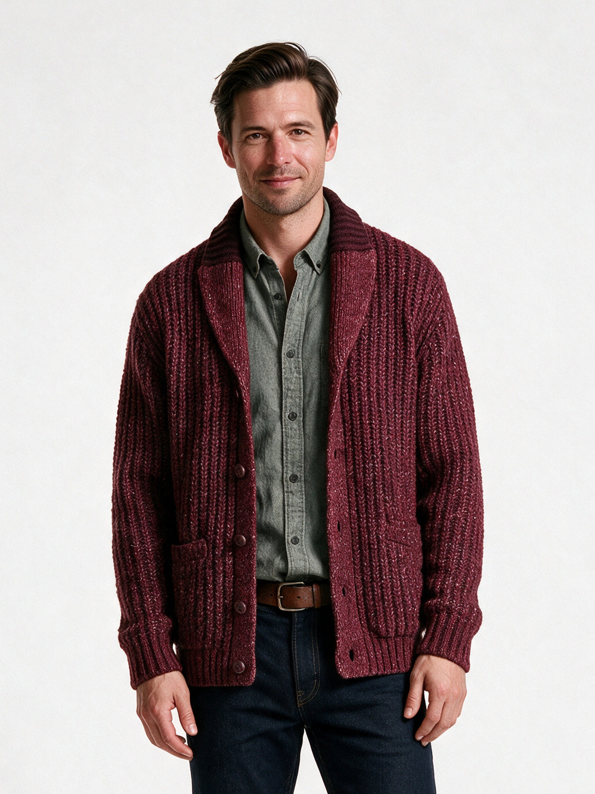 Amelia - Elegant Wool Blend Knitted Cardigan Sweater - view 1