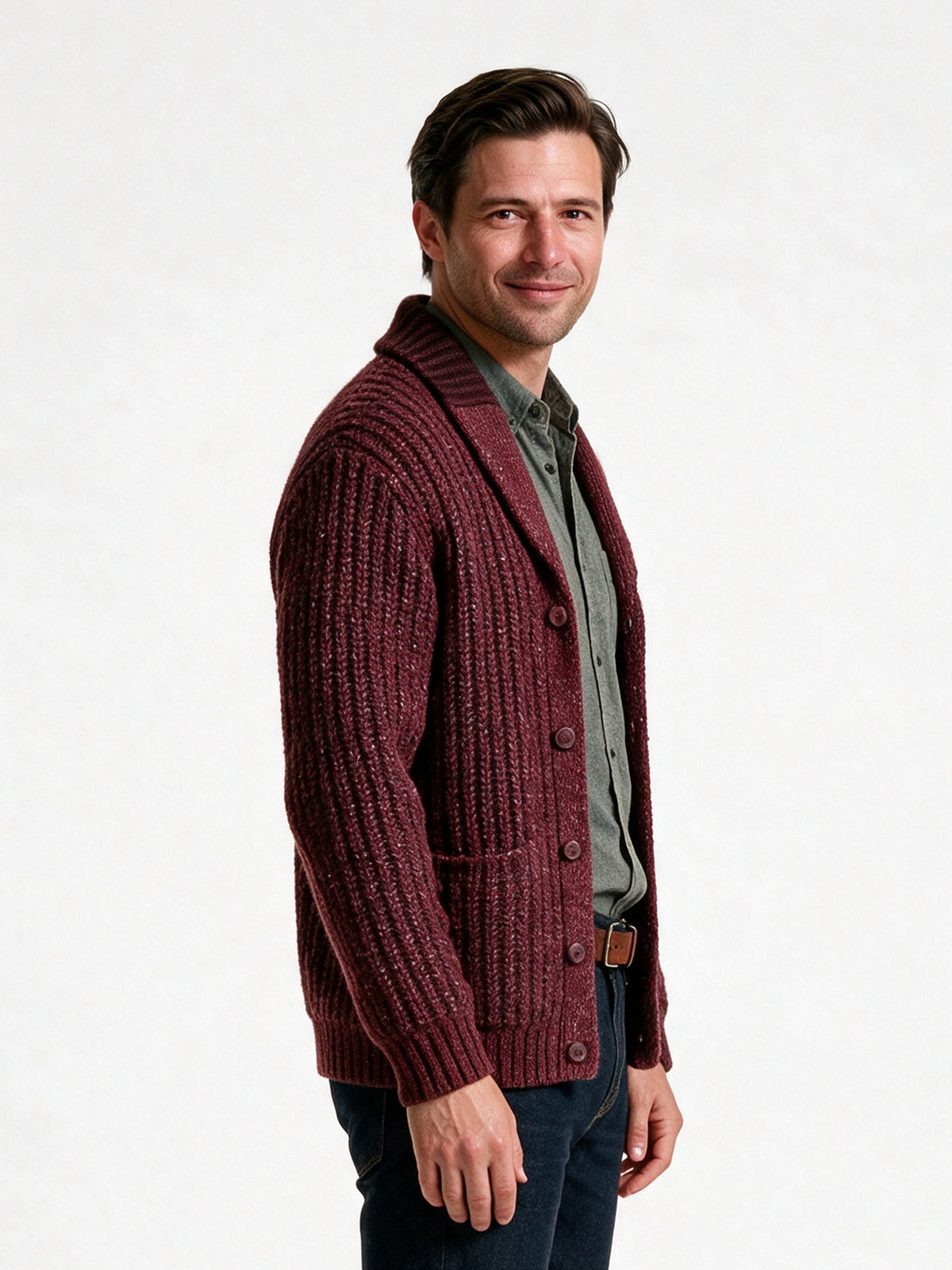 Amelia - Elegant Wool Blend Knitted Cardigan Sweater - view 2
