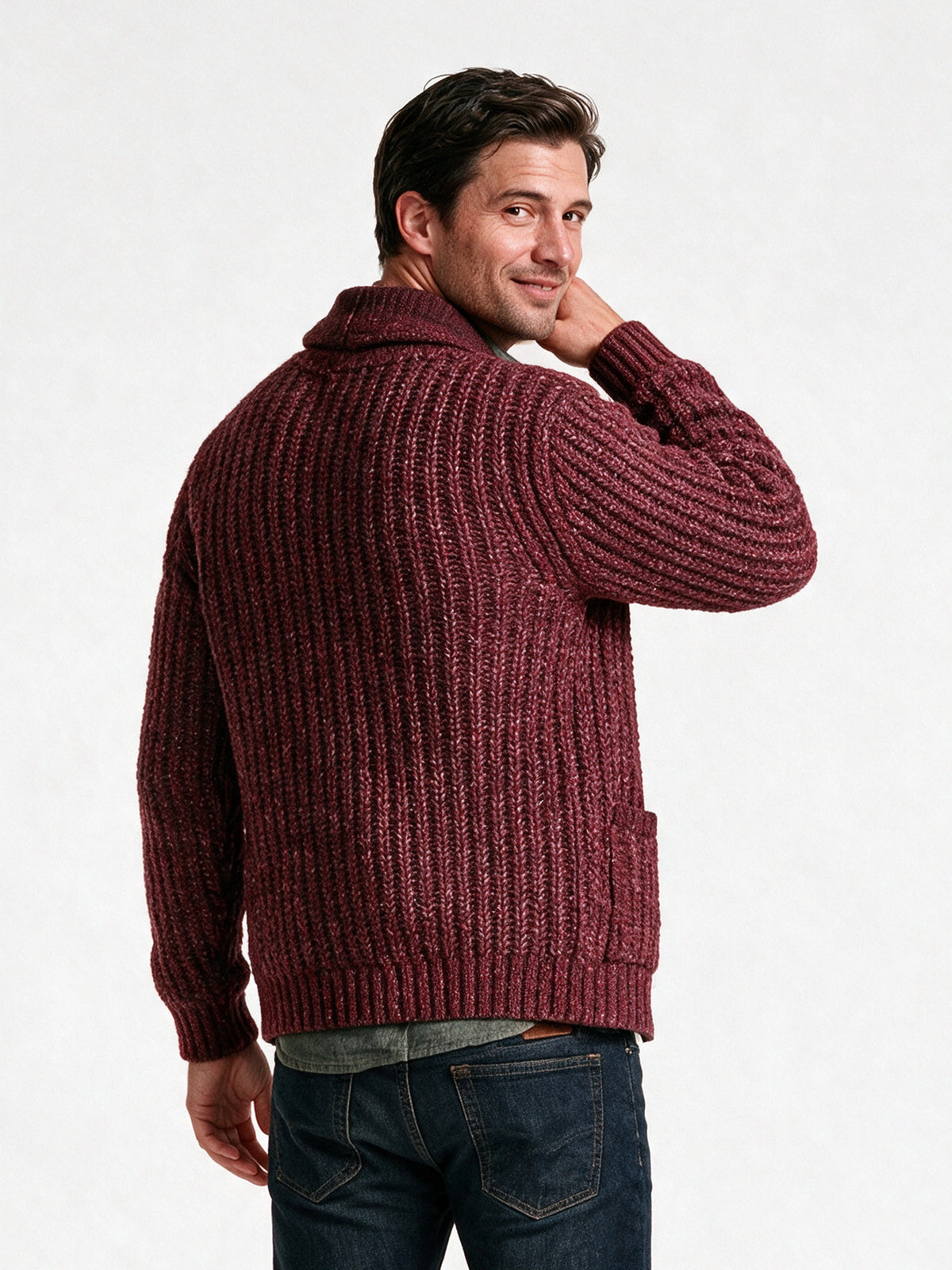 Amelia - Elegant Wool Blend Knitted Cardigan Sweater - view 5