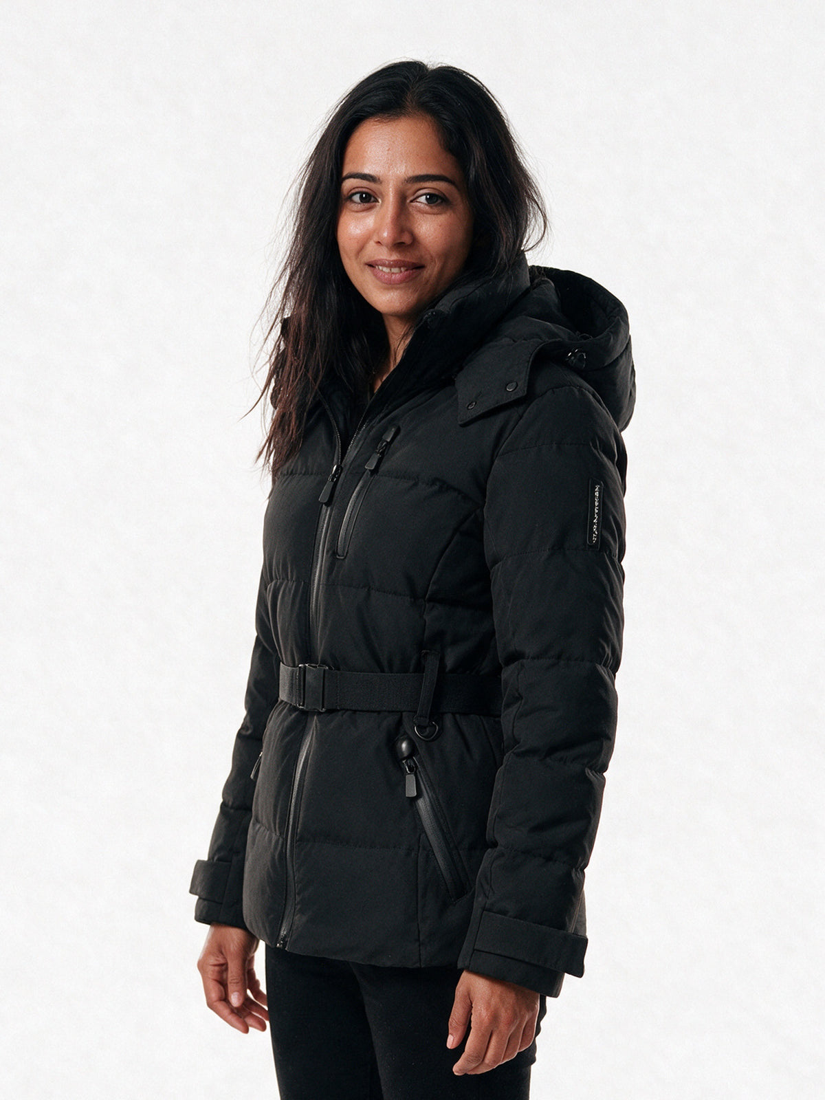 Amelia - Stylish Quilted Winter Jacket with Hood and Belt - view 2