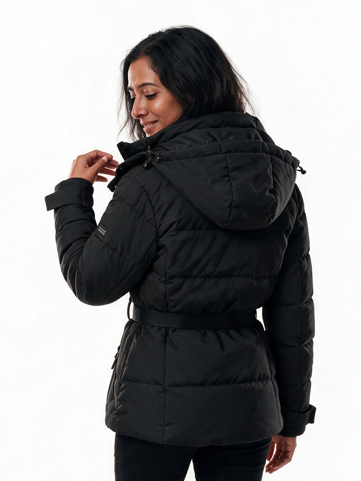 Amelia - Stylish Quilted Winter Jacket with Hood and Belt - view 5