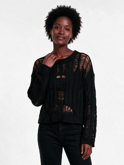 Anastasia - Edgy Distressed Womens Sweater - view 1