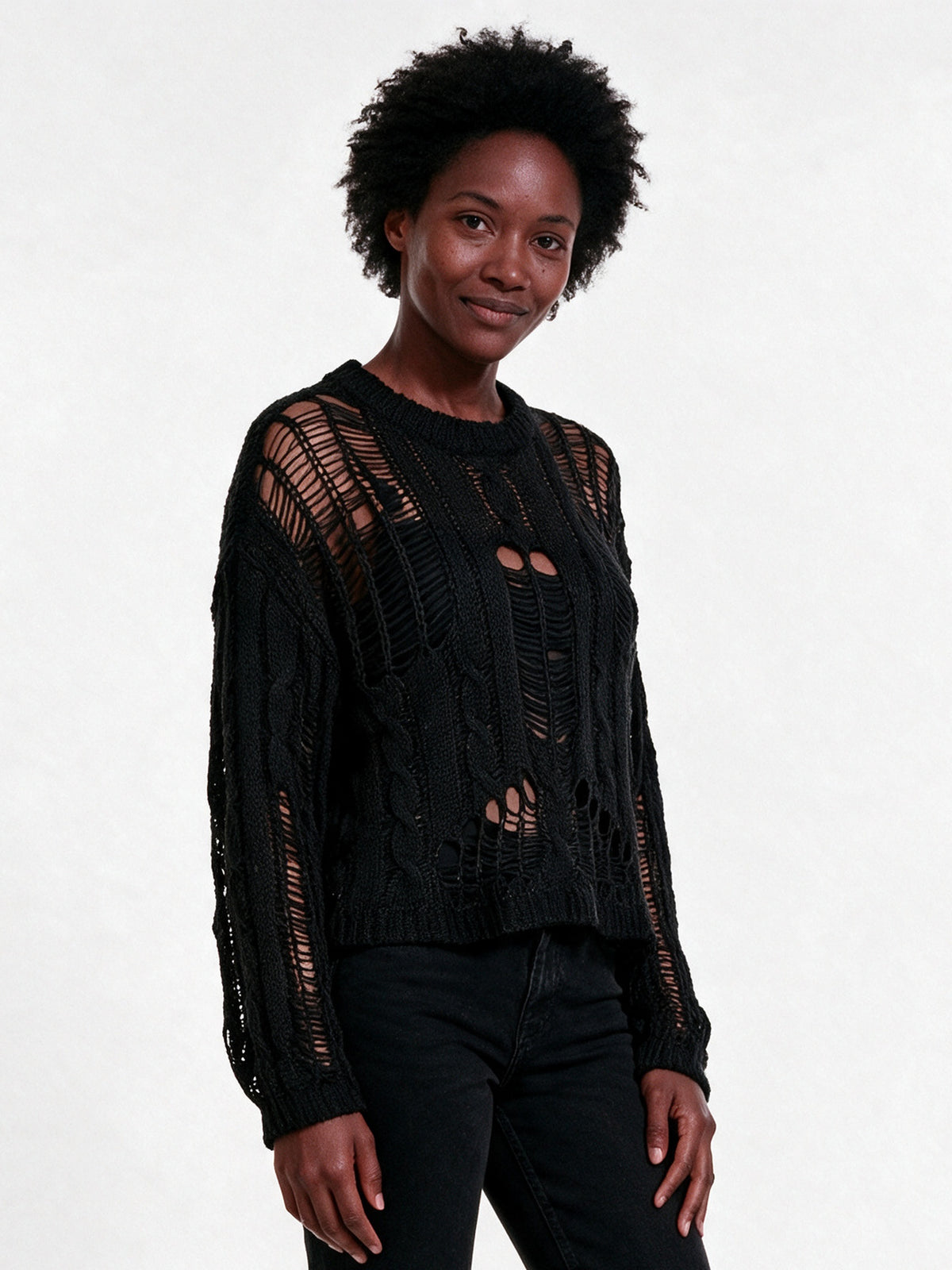 Anastasia - Edgy Distressed Womens Sweater - view 2