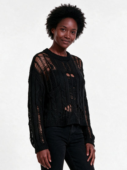 Anastasia - Edgy Distressed Womens Sweater - view 2