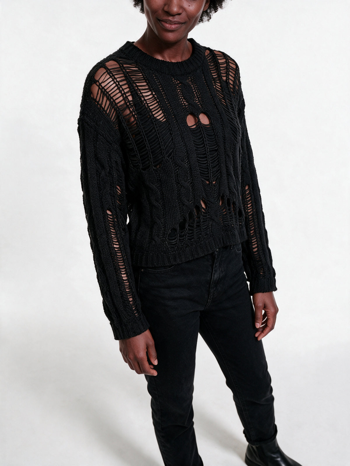 Anastasia - Edgy Distressed Womens Sweater - view 3