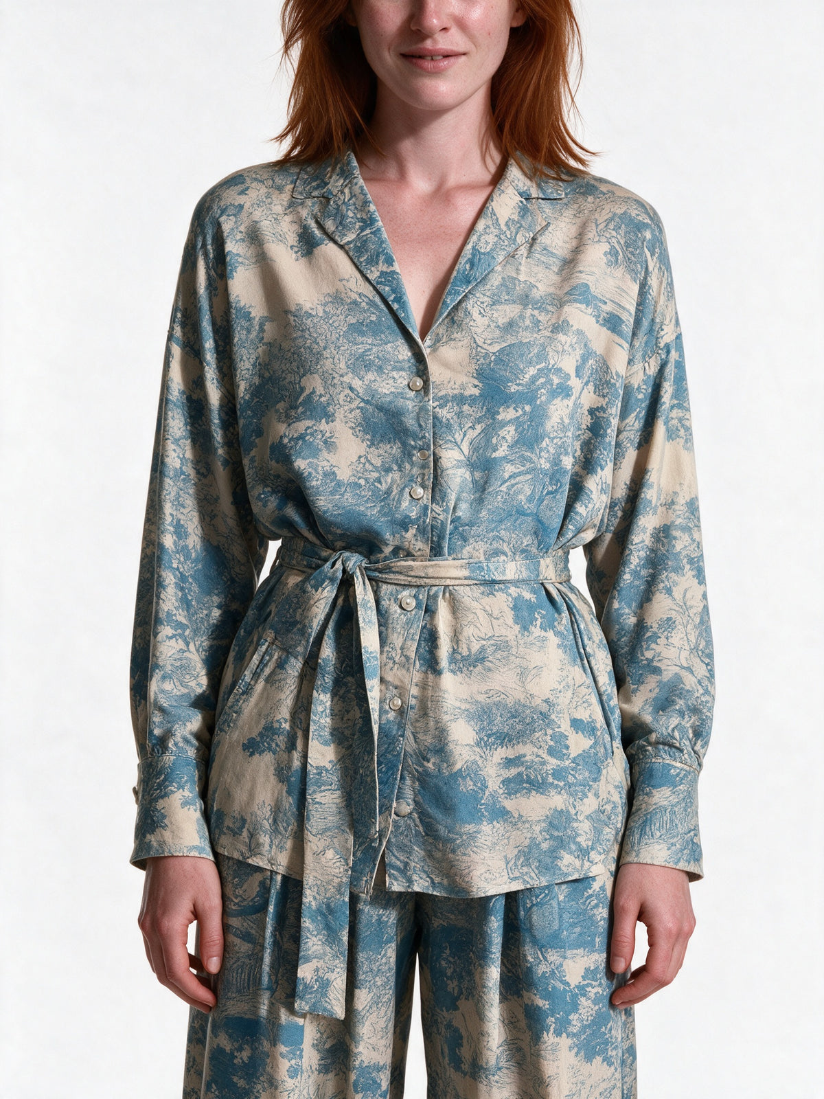 Anouk - Women's Printed Belted Shirt and Wide Leg Pants Set - view 3