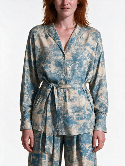 Anouk - Women's Printed Belted Shirt and Wide Leg Pants Set - view 3