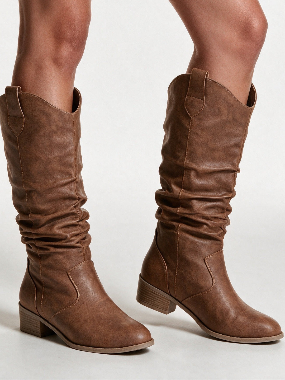 Aria - Wide Calf Slouch Pull-On Western Knee High Boots - view 1