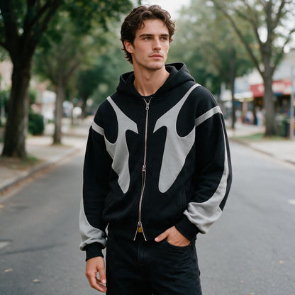 Asher - Trendy Zip-Up Graphic Hoodie for Men