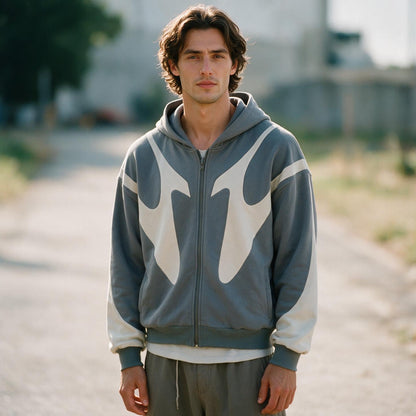 Asher - Trendy Zip-Up Graphic Hoodie for Men