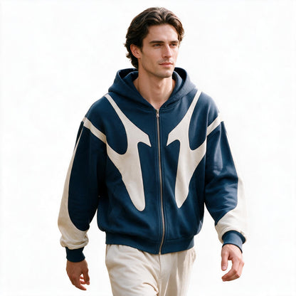 Asher - Trendy Zip-Up Graphic Hoodie for Men