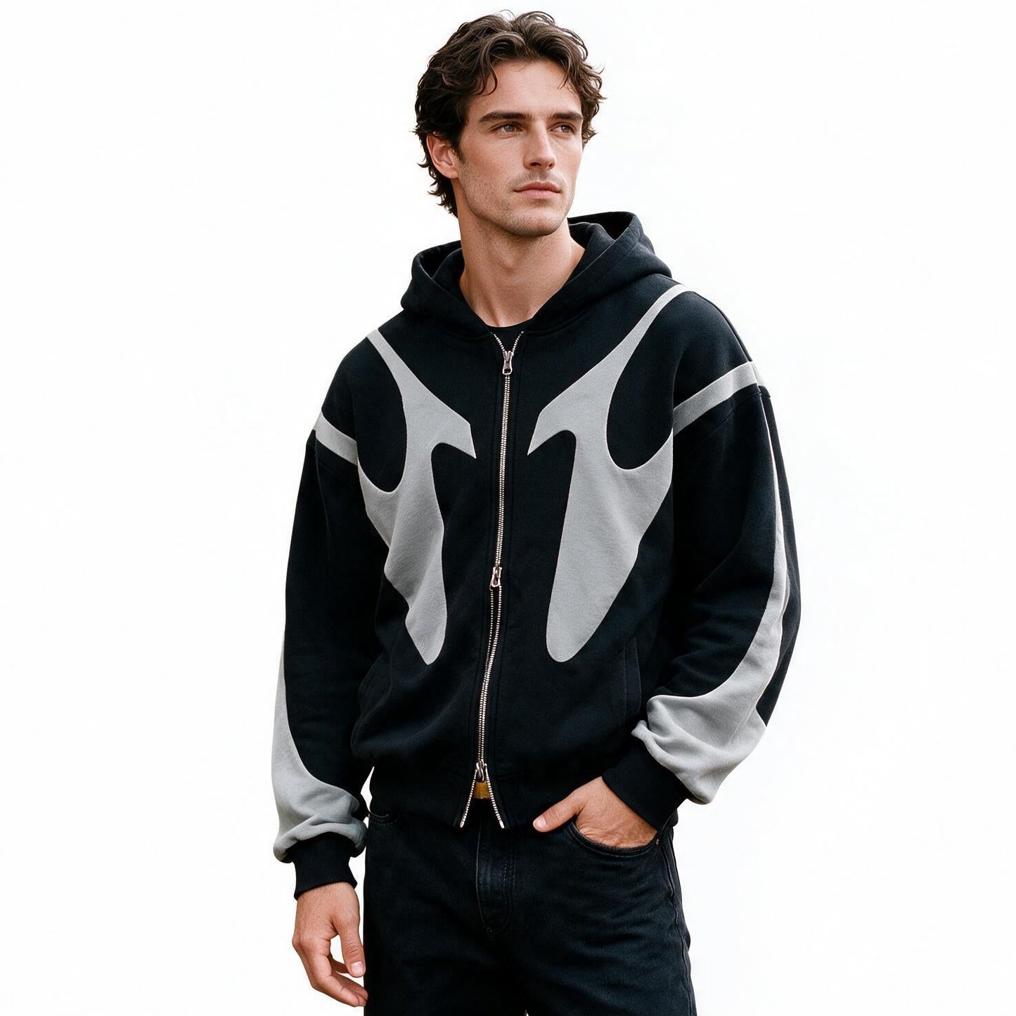 Asher - Trendy Zip-Up Graphic Hoodie for Men