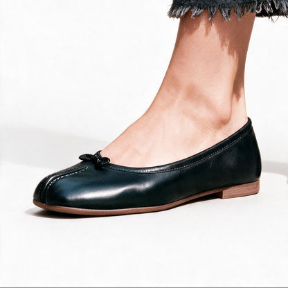 Athena - Comfortable Black Leather Slip-On Loafers for Women