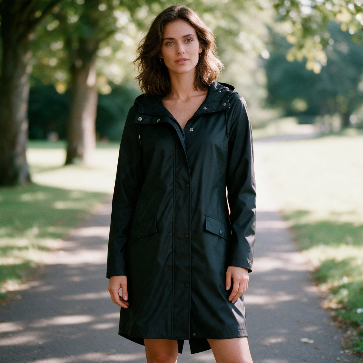 Avery - Elegant Mid Length Ladies Windbreaker Jacket