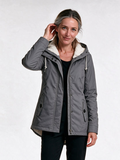 Berenice - Cozy Women's Winter Coat With Hood - Grey