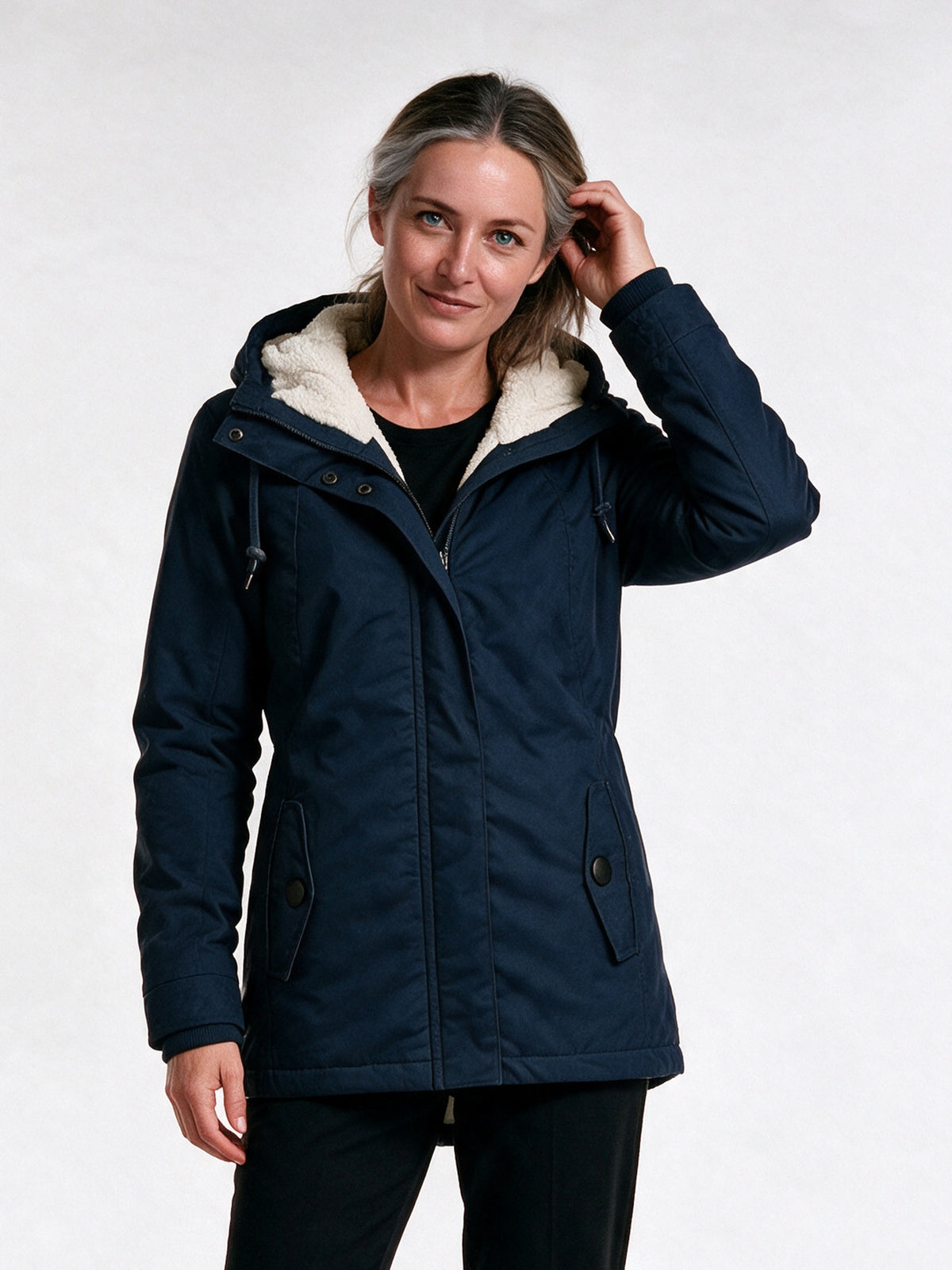 Berenice - Cozy Women's Winter Coat With Hood - Navy