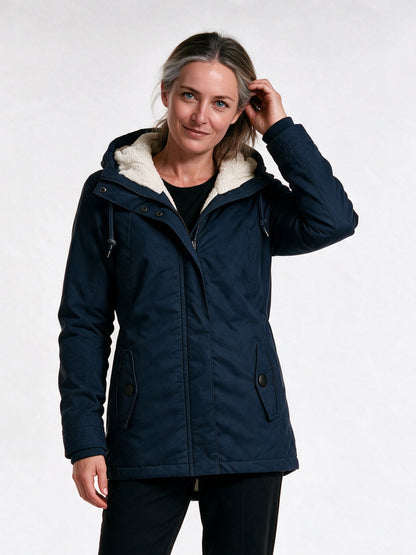 Berenice - Cozy Women's Winter Coat With Hood - Navy