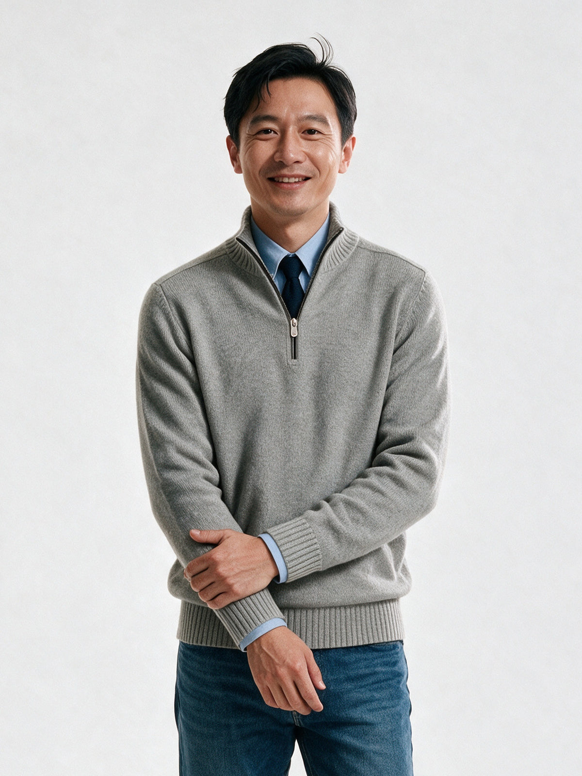 Bernard - Men's Half Zip Mock Neck Knit Sweater - view 1
