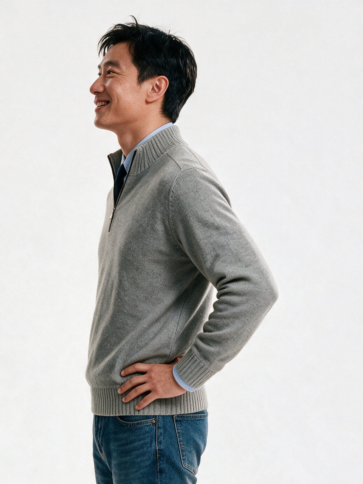 Bernard - Men's Half Zip Mock Neck Knit Sweater - view 2