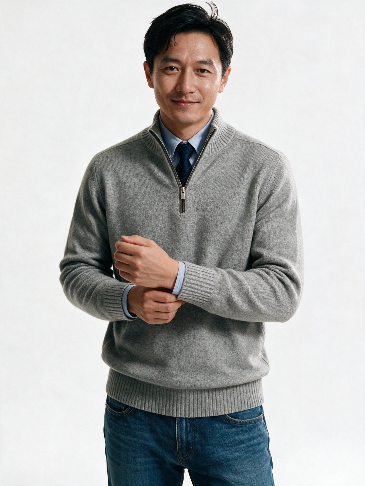 Bernard - Men's Half Zip Mock Neck Knit Sweater - view 3