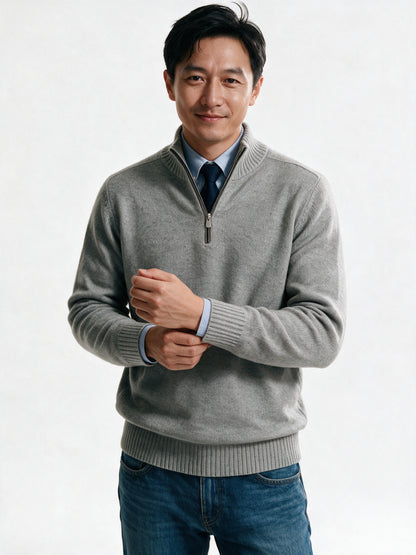 Bernard - Men's Half Zip Mock Neck Knit Sweater - view 3