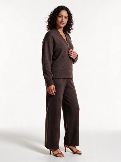 Bianca - Women's Quarter Zip Knit Sweater and Trouser Set - view 2