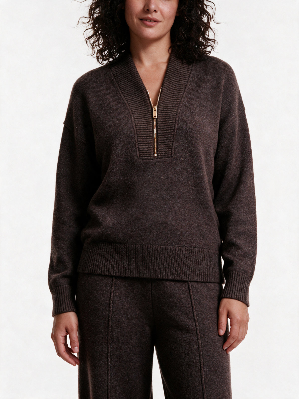 Bianca - Women's Quarter Zip Knit Sweater and Trouser Set - view 3