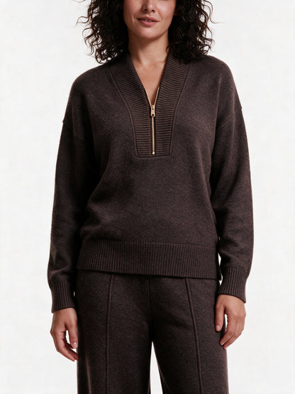 Bianca - Women's Quarter Zip Knit Sweater and Trouser Set - view 3
