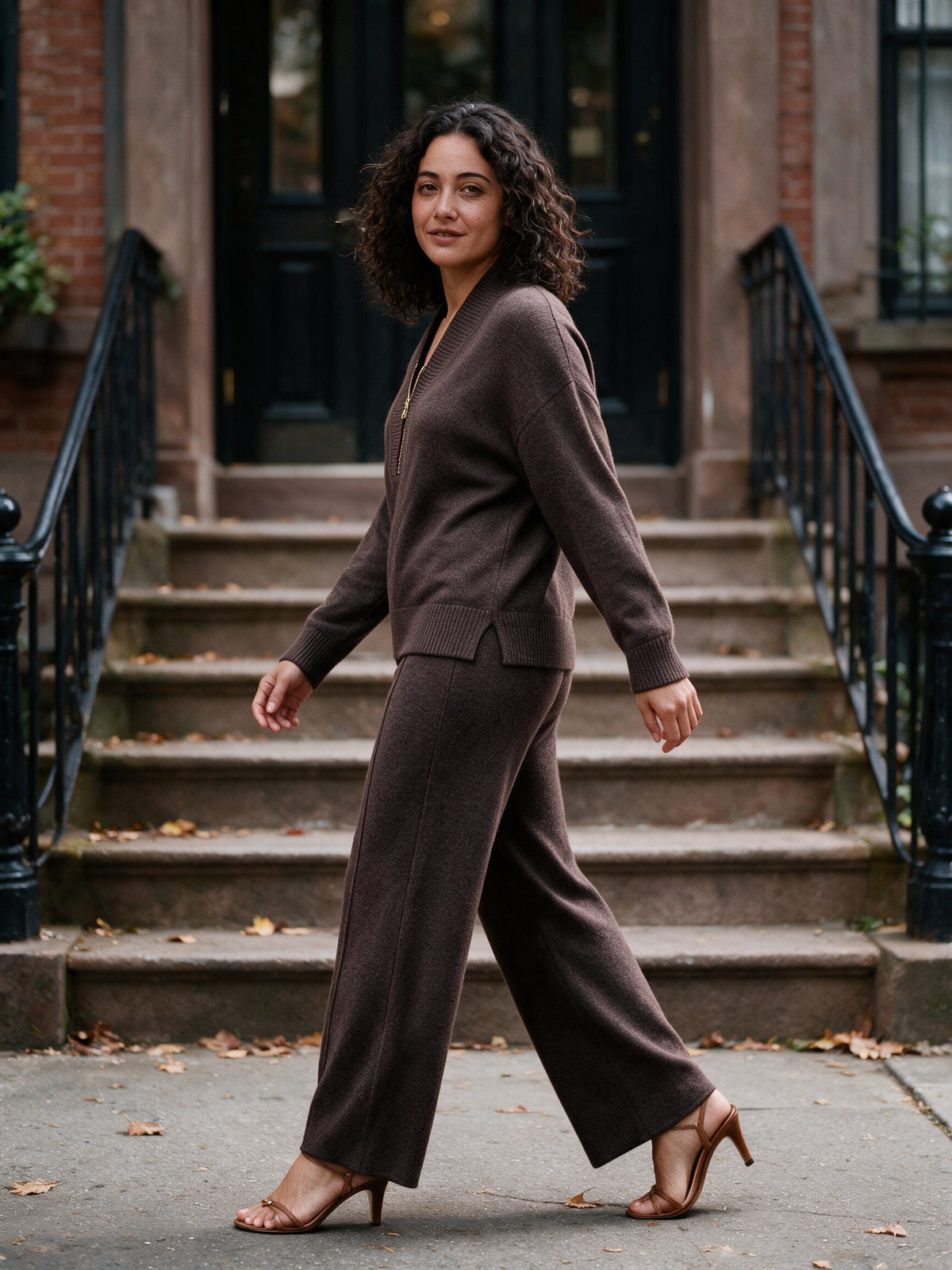 Bianca - Women's Quarter Zip Knit Sweater and Trouser Set - view 4