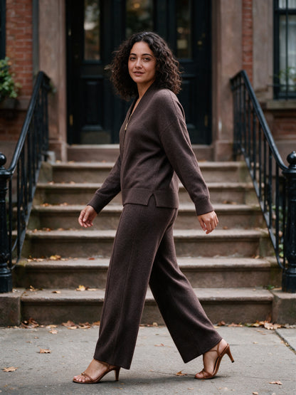 Bianca - Women's Quarter Zip Knit Sweater and Trouser Set - view 4