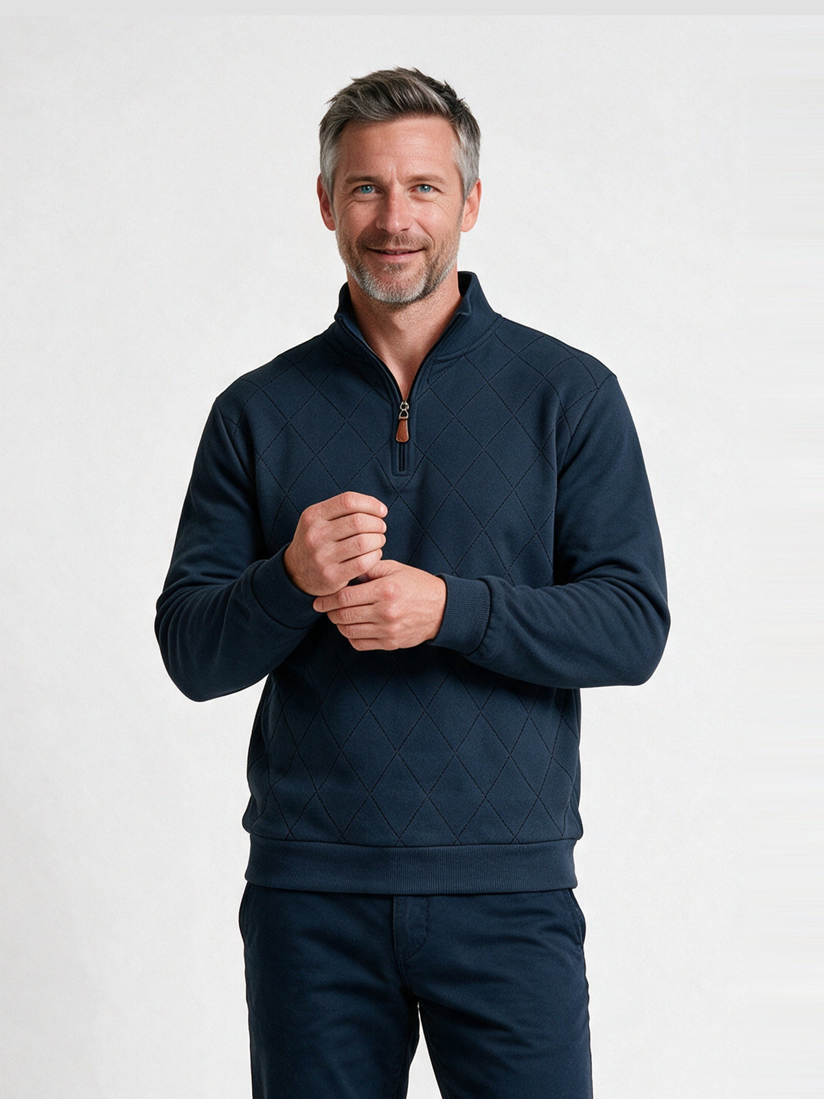 Birger - Men's Diamond Stitch Quarter Zip Sweatshirt - view 1