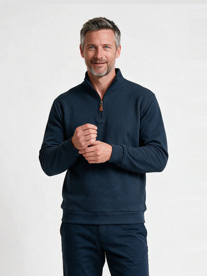 Birger - Men's Diamond Stitch Quarter Zip Sweatshirt - view 1