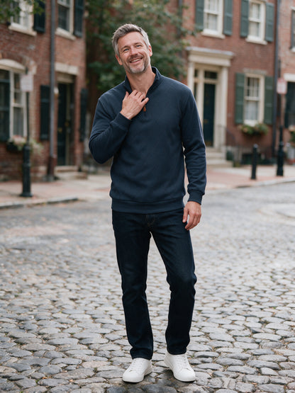 Birger - Men's Diamond Stitch Quarter Zip Sweatshirt - view 4