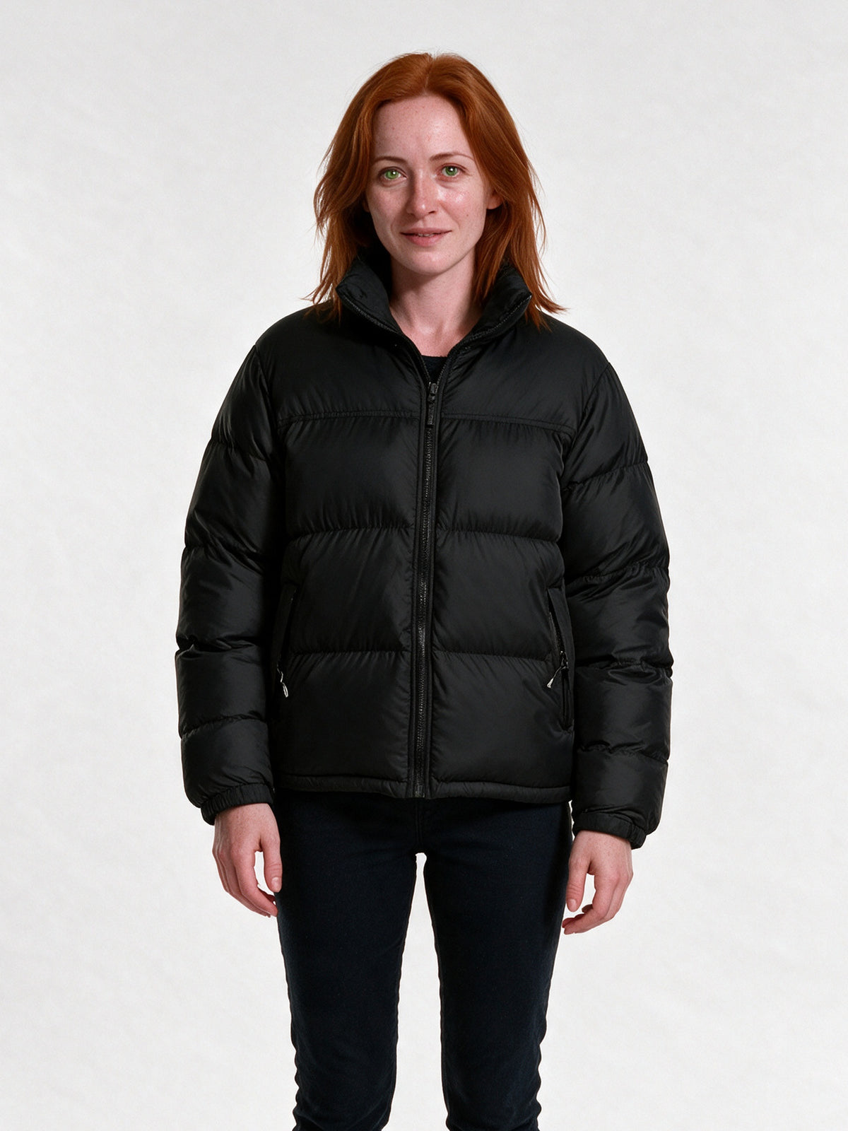 Bjorn - Unisex Two Tone Stand Collar Puffer Jacket - Black