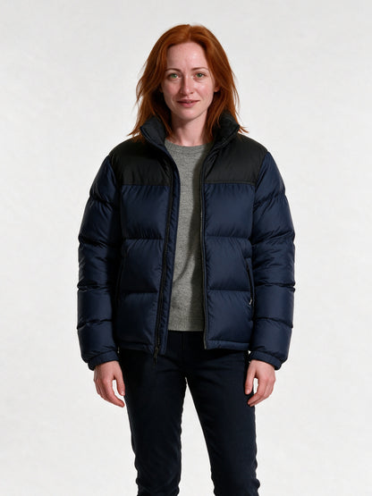 Bjorn - Unisex Two Tone Stand Collar Puffer Jacket - Navy