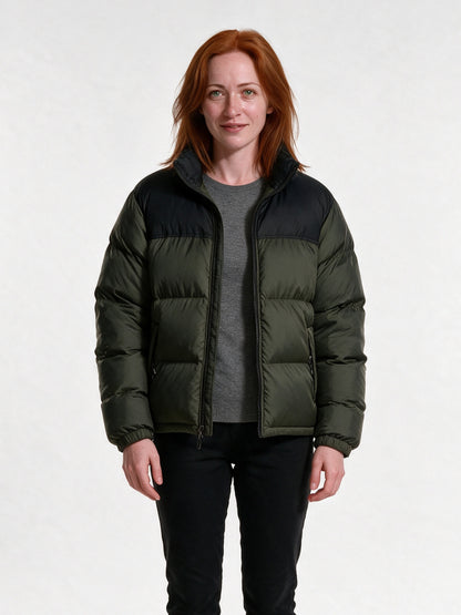 Bjorn - Unisex Two Tone Stand Collar Puffer Jacket - Olive