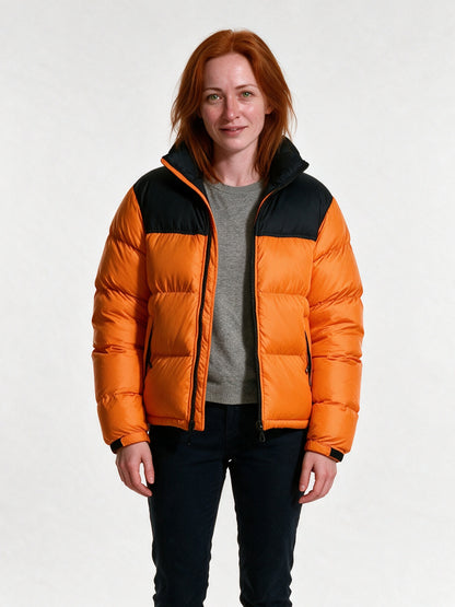 Bjorn - Unisex Two Tone Stand Collar Puffer Jacket - Orange