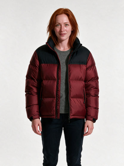 Bjorn - Unisex Two Tone Stand Collar Puffer Jacket - Red
