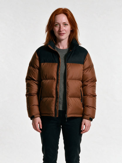 Bjorn - Unisex Two Tone Stand Collar Puffer Jacket - Rust